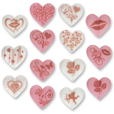 96 pcs Sugar hearts with assorted motives 