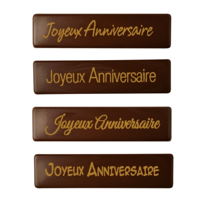 120 pcs Plaque  Joyeux Anniversaire , dark chocolate 