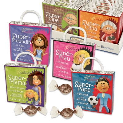 12 pcs Praline box  Super-Family  with sayings, with pralines 