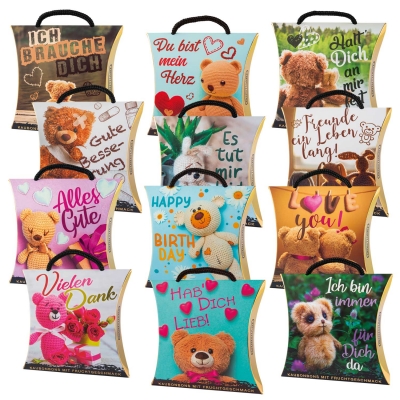 12 pcs Emotion box  Bear  with toffees, assorted 