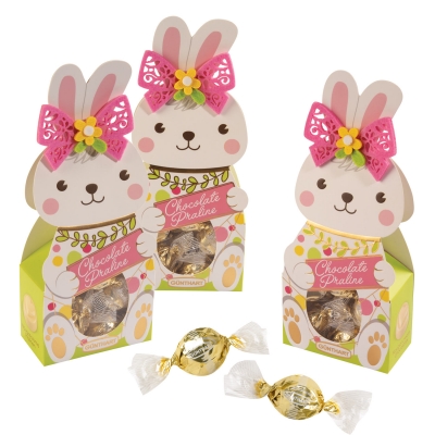 12 pcs Praline gift Easter bunny, filled with white pralines 