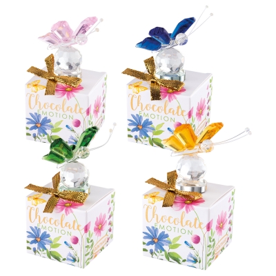 12 pcs Crystal glass butterfly on box, assorted 
