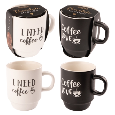 12 pcs Cup  Coffee , assorted, filled with pralines 