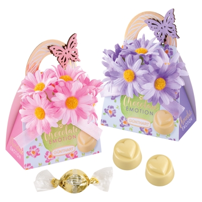 16 pcs Praline gift bag with flower bouquet, assorted 