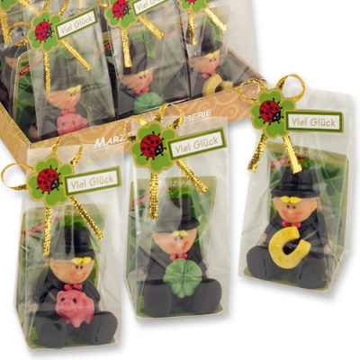 12 pcs Marzipan-Kaminfeger im Cellophanbeutel und Tray 