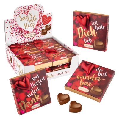 12 pcs Small praline gift with sayings, asstd. 