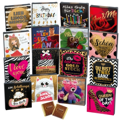 16 pcs Small greeting gift with sayings, with napolitains 