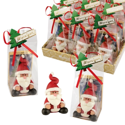 12 pcs Marzipan Santa in cellophane bag with tray 